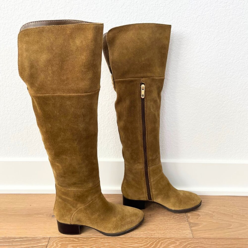 Tommy Hilfiger Boots Women 7 Gianna Suede Tan Over the Knee High Camel Shoes